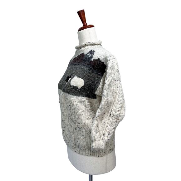 Tivoli Aran Sheepdog Sheep Vintage 90s Cable Knit Sweater Girls Size 11/13 - Picture 13 of 15